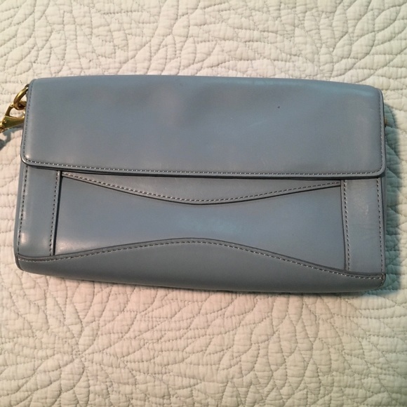 J. Crew Handbags - NWT J Crew Leather Periwinkle Blue Clutch